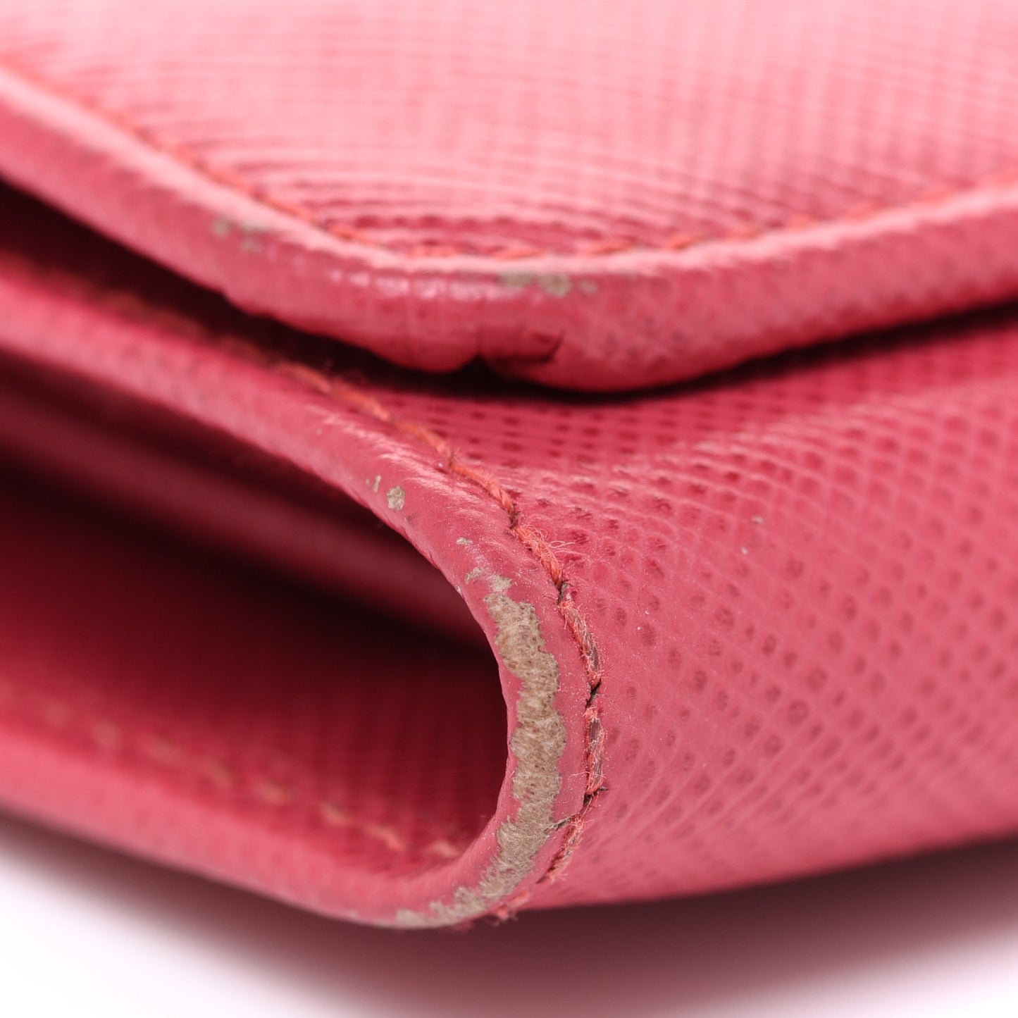 Saffiano Metal French Flap Compact Wallet Pink