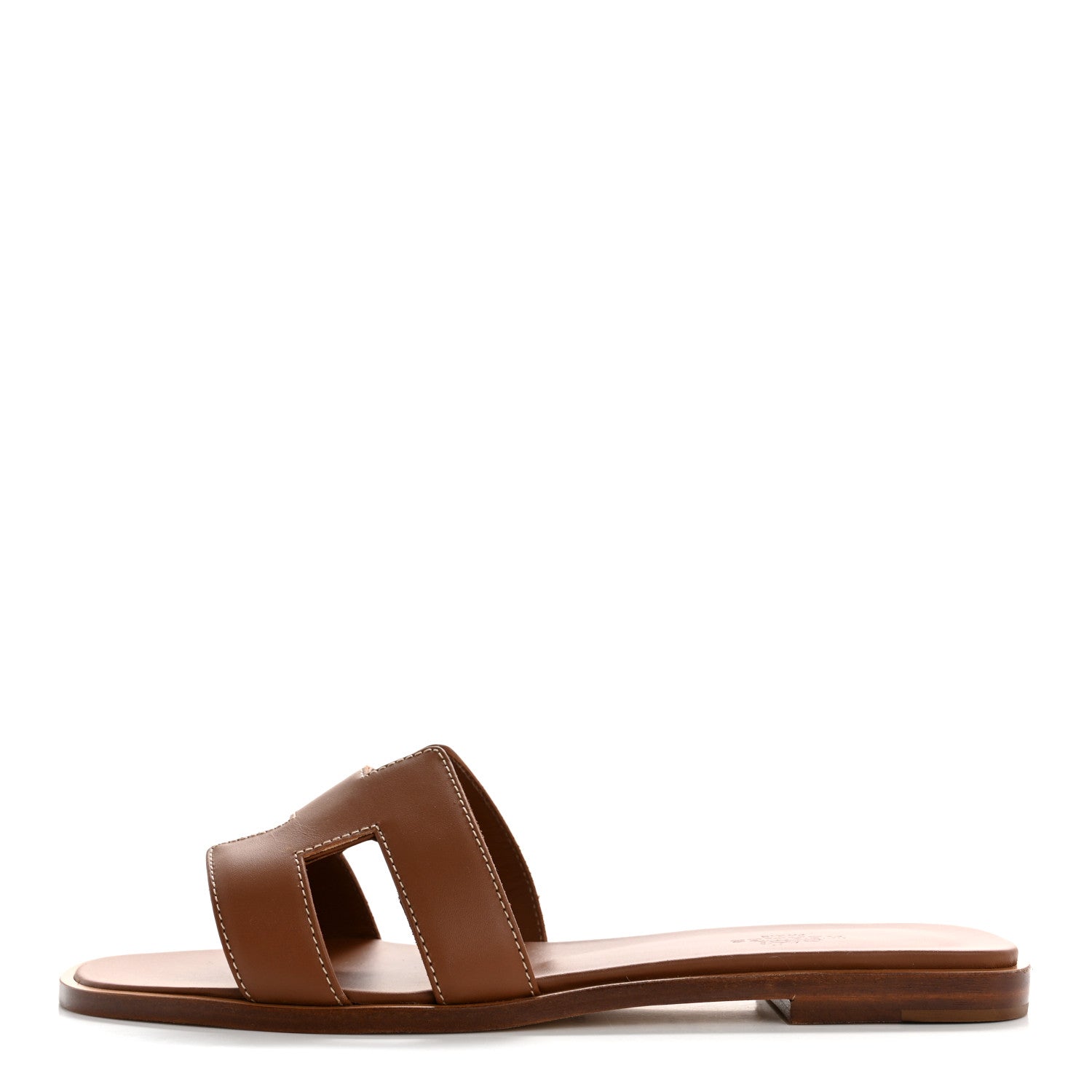 Hermes Box Calfskin Oran Sandals 38.5 Gold 1 of 9