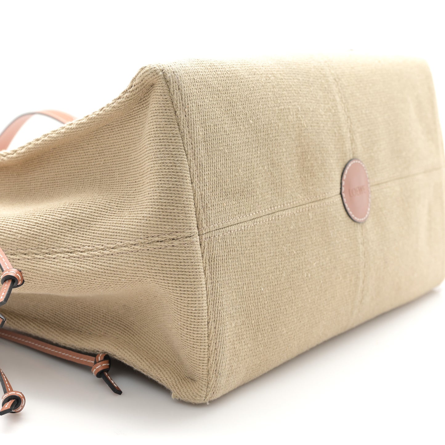 Canvas Calfskin Cushion Tote Natural