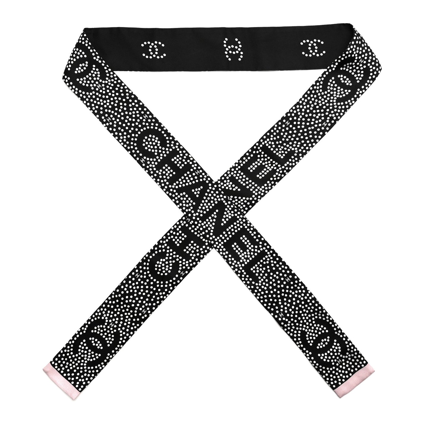 Silk CC Slim Bandeau Scarf Black Light Pink