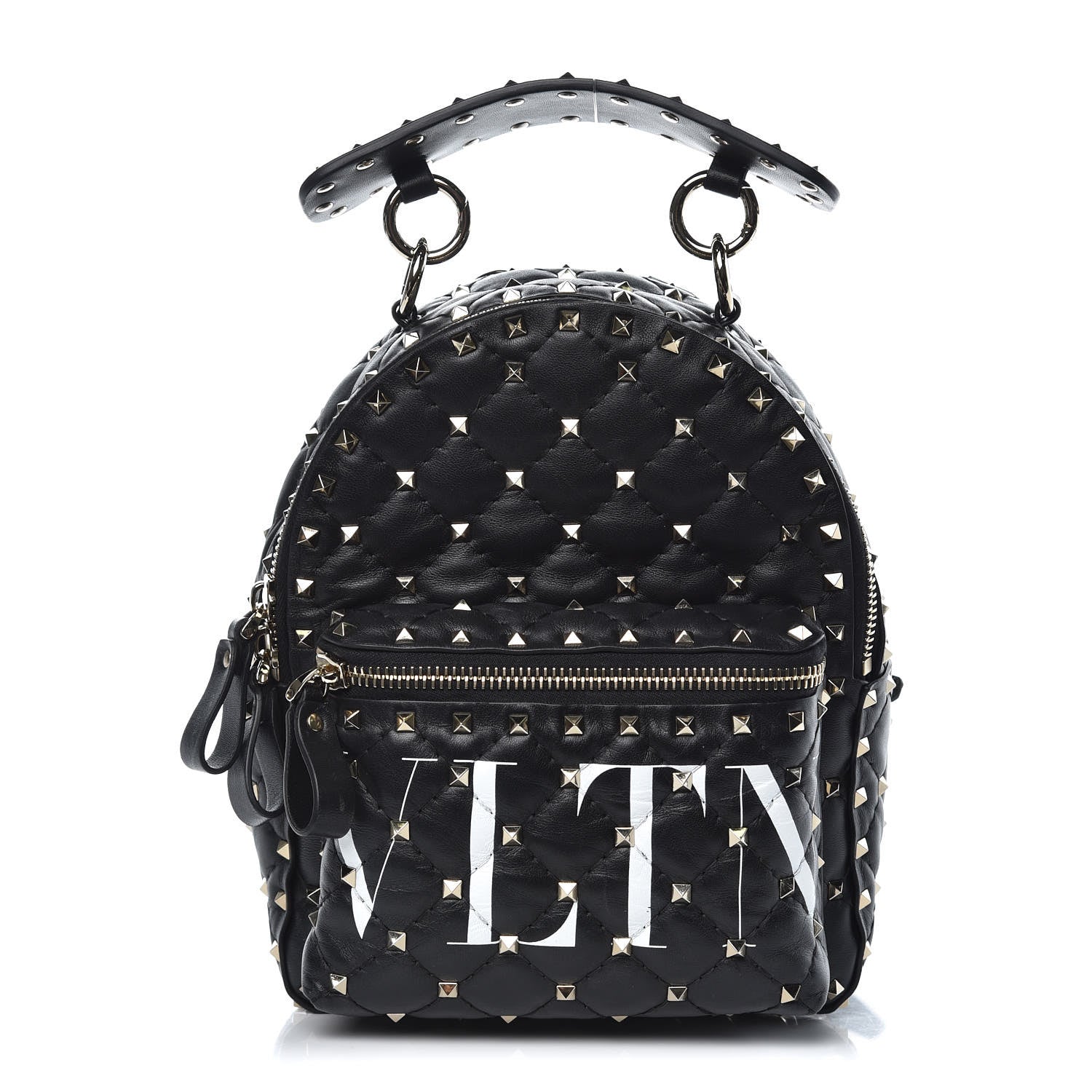 black mini spike backpack Valentino Garavani Lambskin VLTN Print Quilted Mini Rockstud Spike Backpack  Black 360927 – FASHIONPHILE