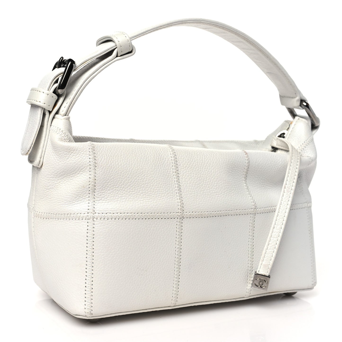 Caviar Square Stitched Bag White
