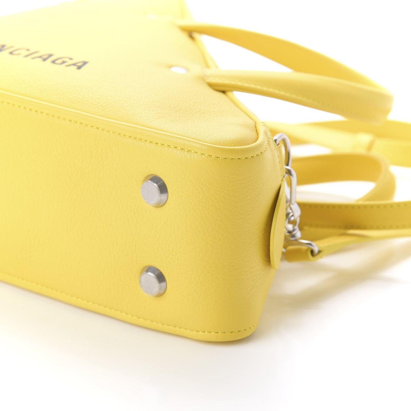 Shiny Day Calfskin Logo S Triangle Duffle Jaune Black