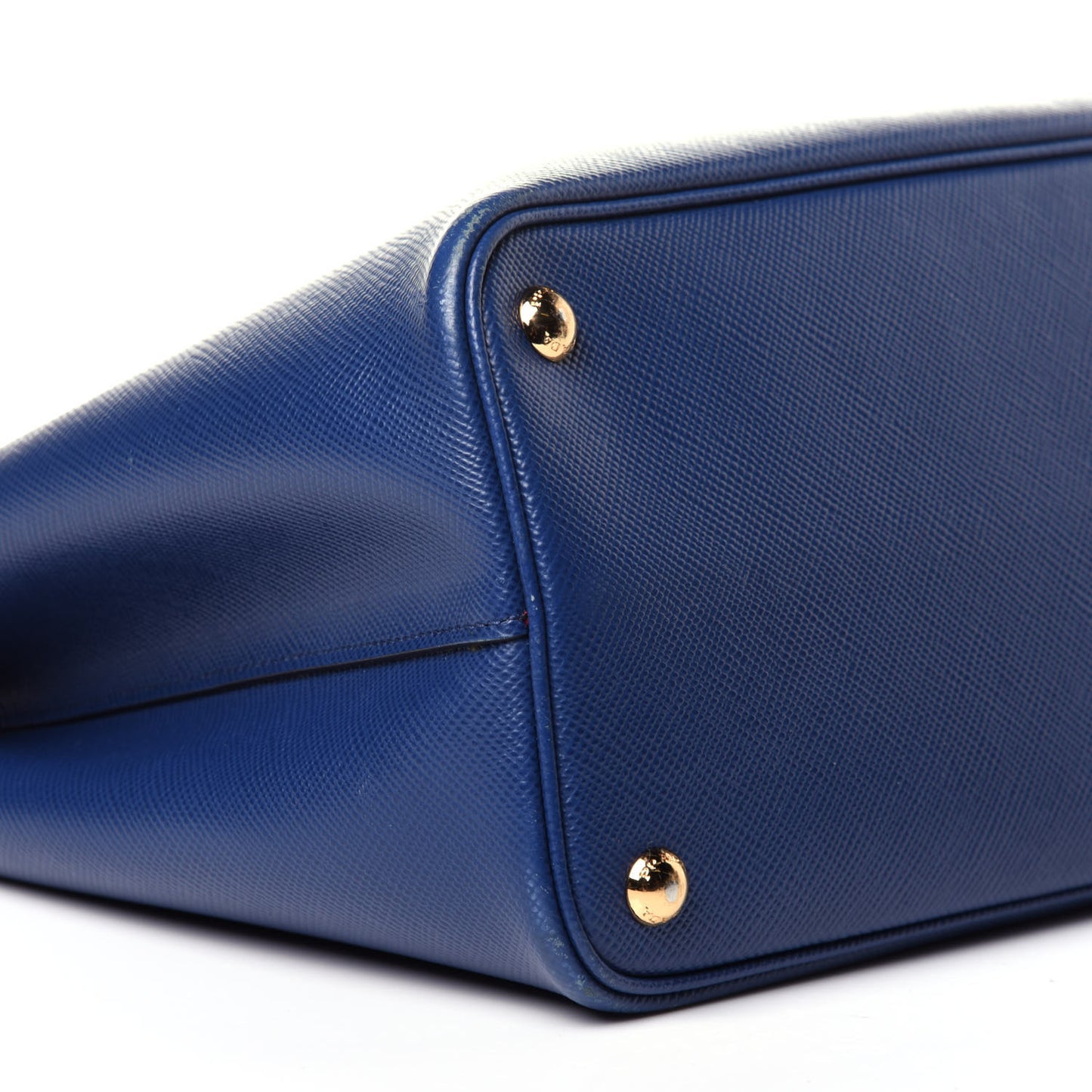 Saffiano Cuir Small Double Bag Ink Blue Fire Engine Red