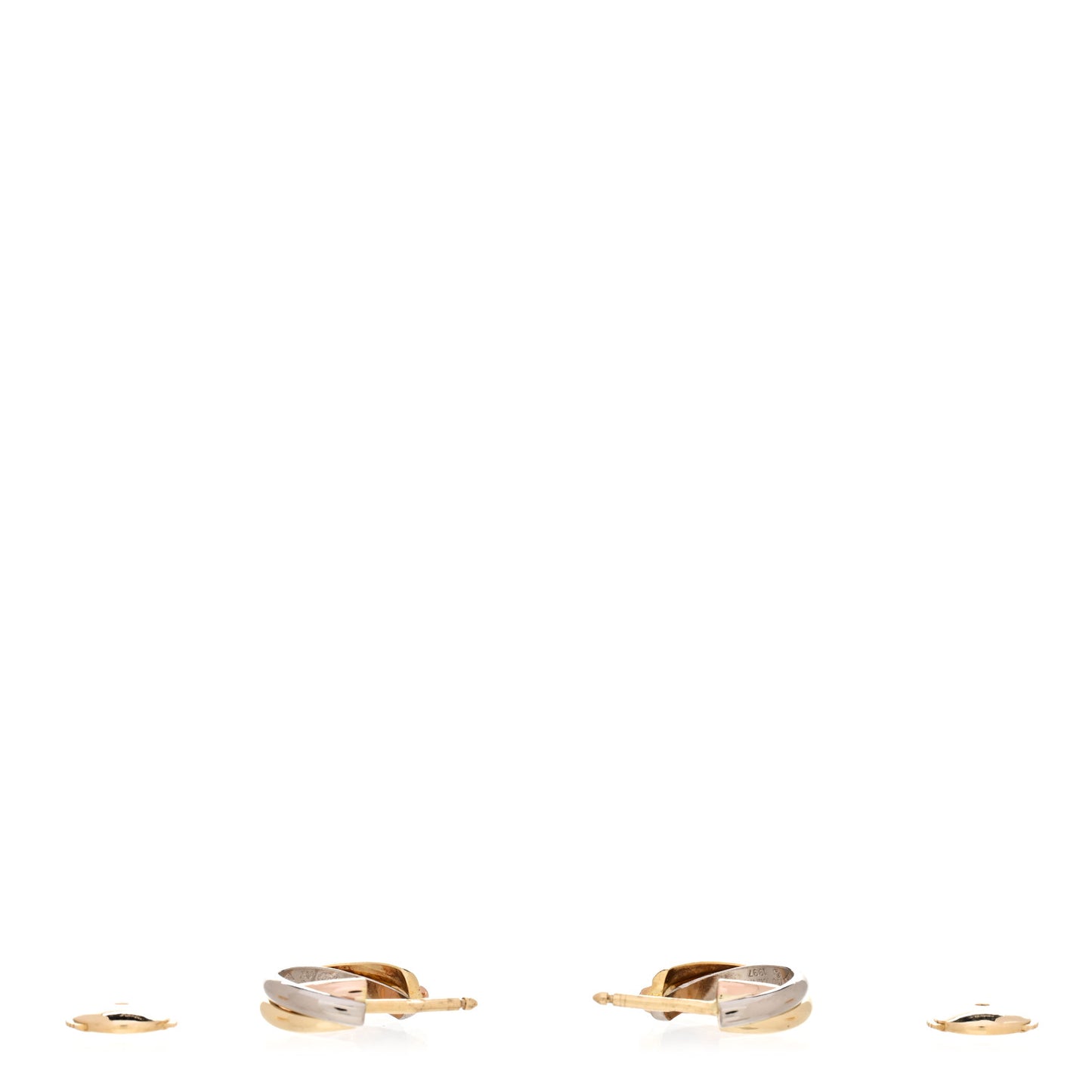 18K Pink Yellow White Gold Small Trinity Hoop Earrings
