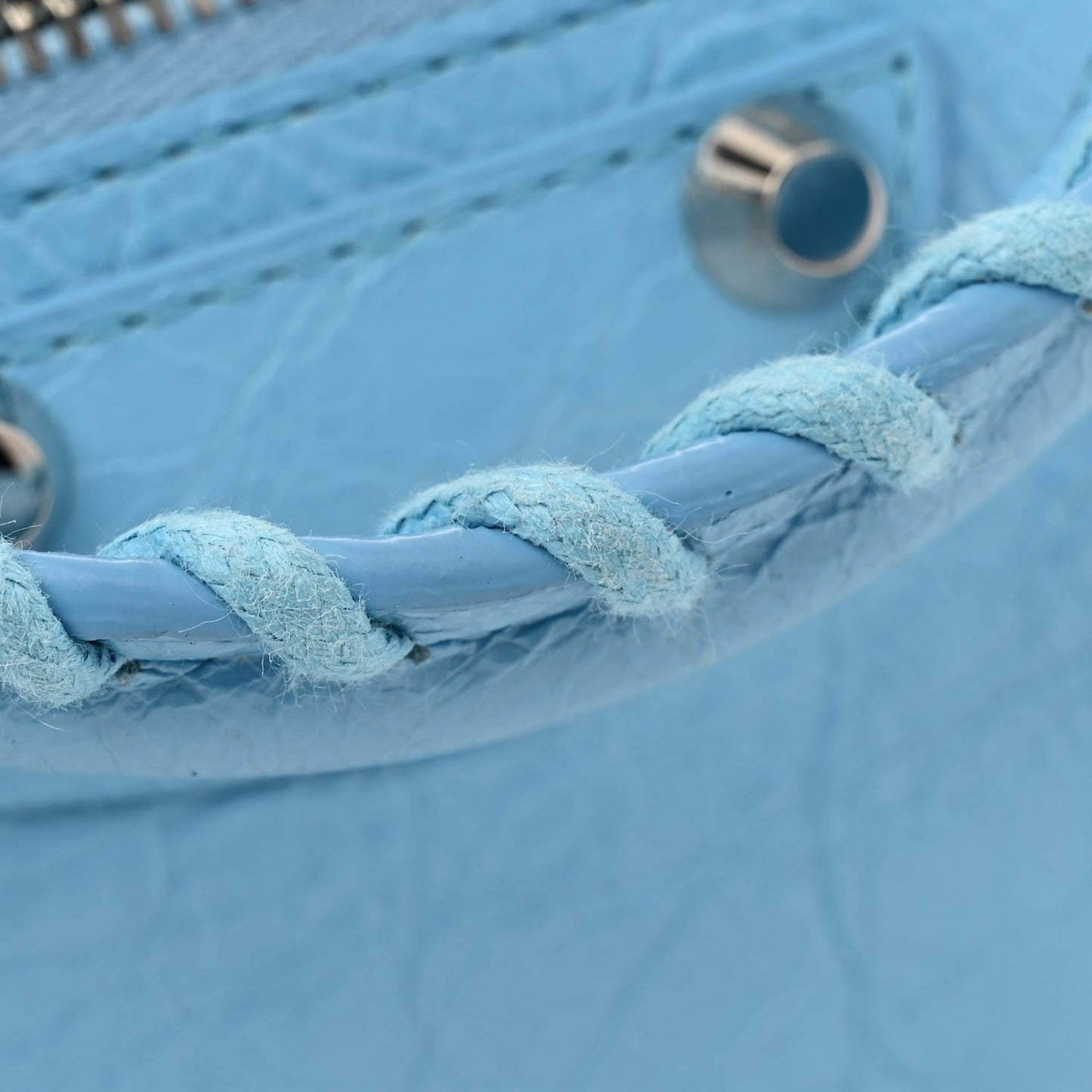 Agneau Classic Silver Hardware Mini City Logo Strap Baby Blue Black