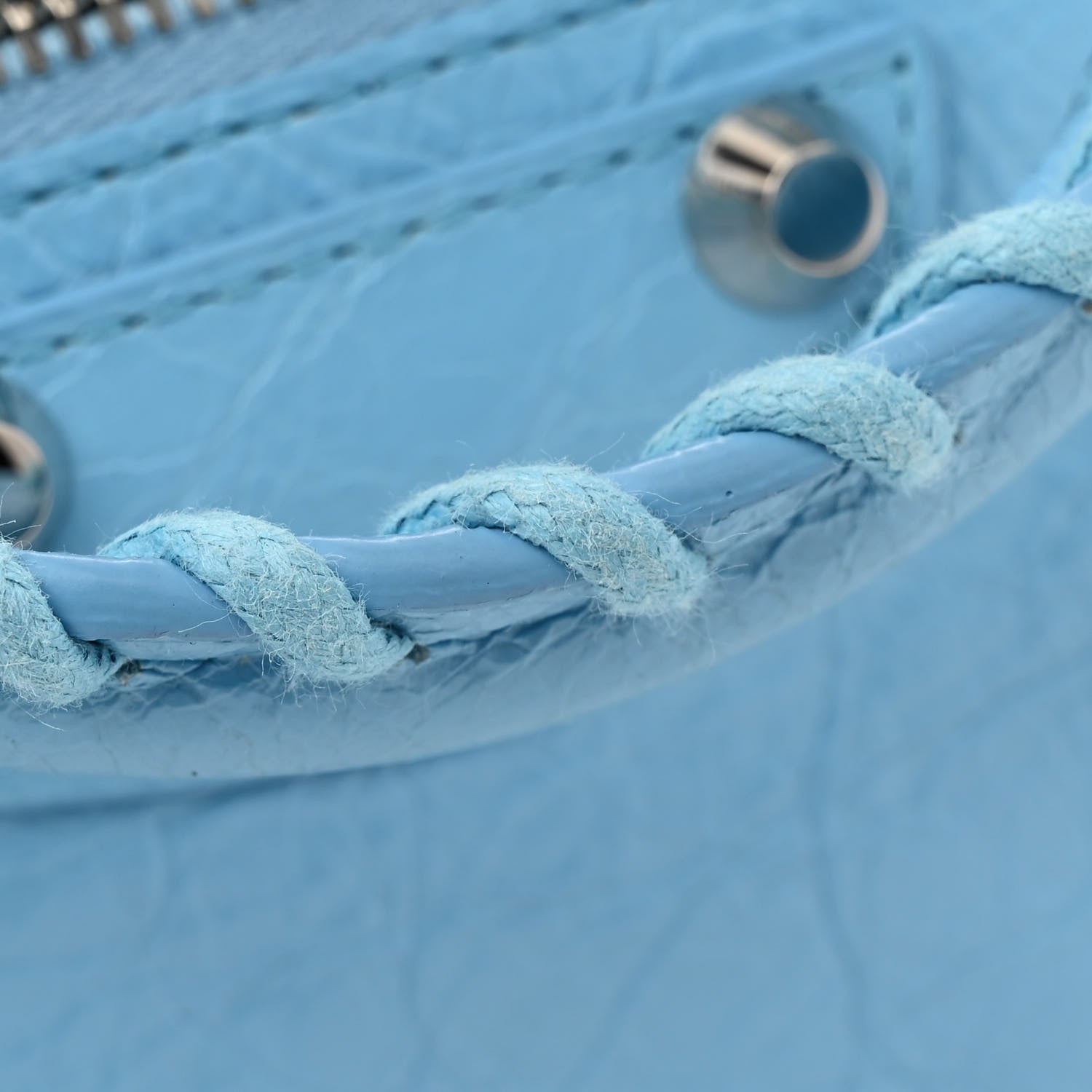 Balenciaga Agneau Classic Silver Hardware Mini City Logo Strap Baby Blue Black 14 of 14