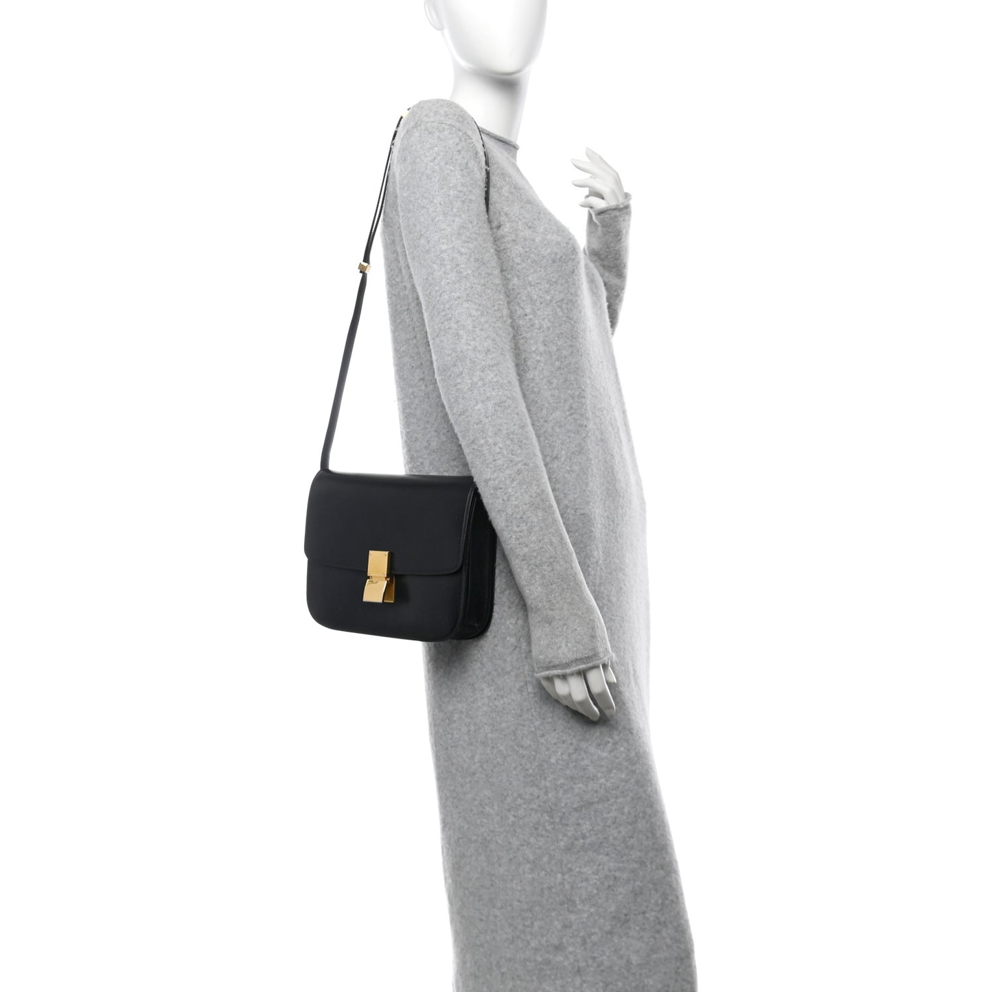 Box Calfskin Medium Classic Box Flap Bag Black
