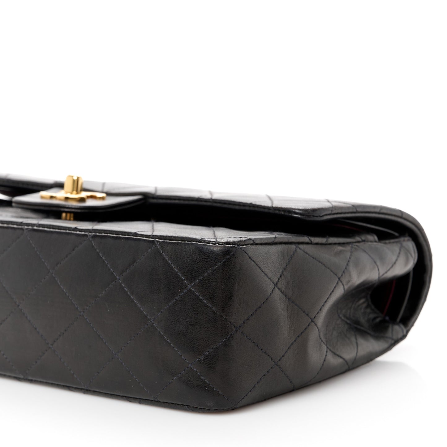 Lambskin Quilted Medium Double Flap Black