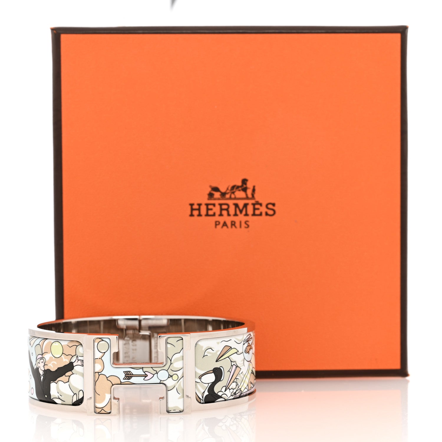 Hermes Enamel Wide Print Dans Les Nuages Clic Clac H Bracelet Songe Pastel 5 of 5