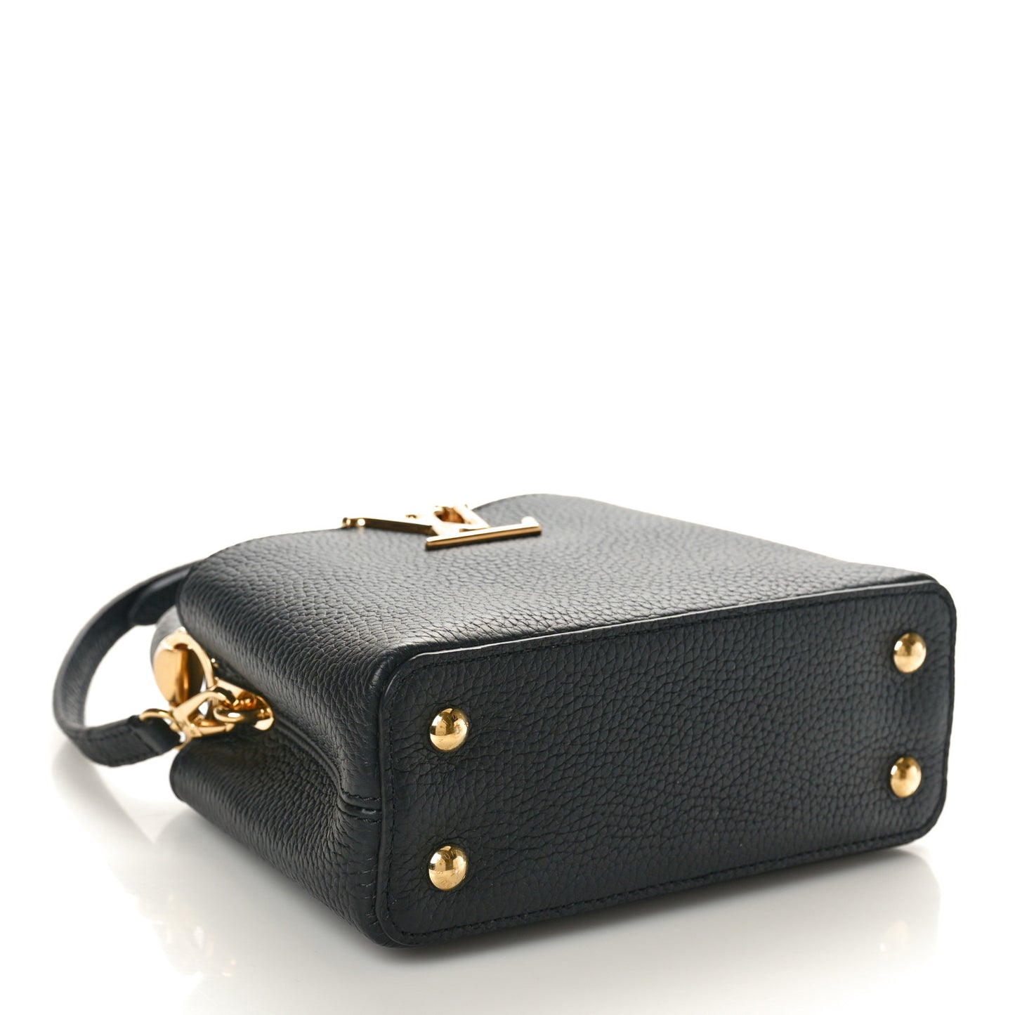 Taurillon Embellished Flower Handle Capucines Mini Black