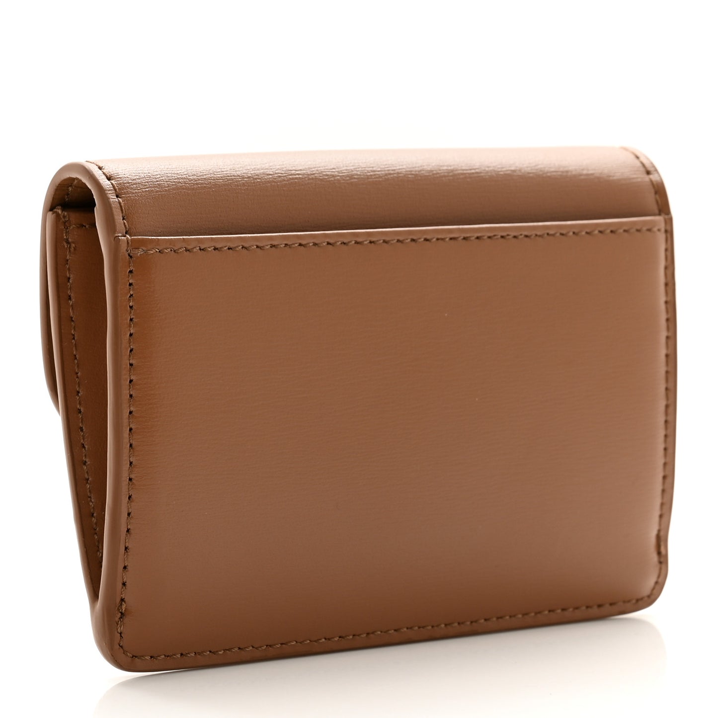 Shiny Calfskin Triomphe Flap Card Holder Bronze