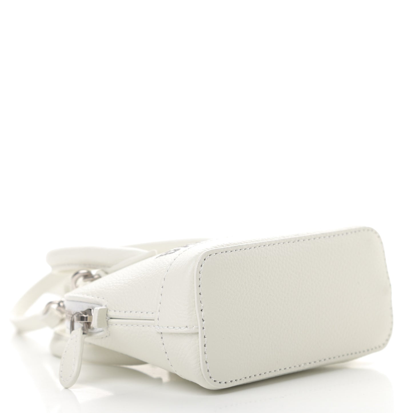 Grained Calfskin Logo Mini Ville Top Handle Bag White Black