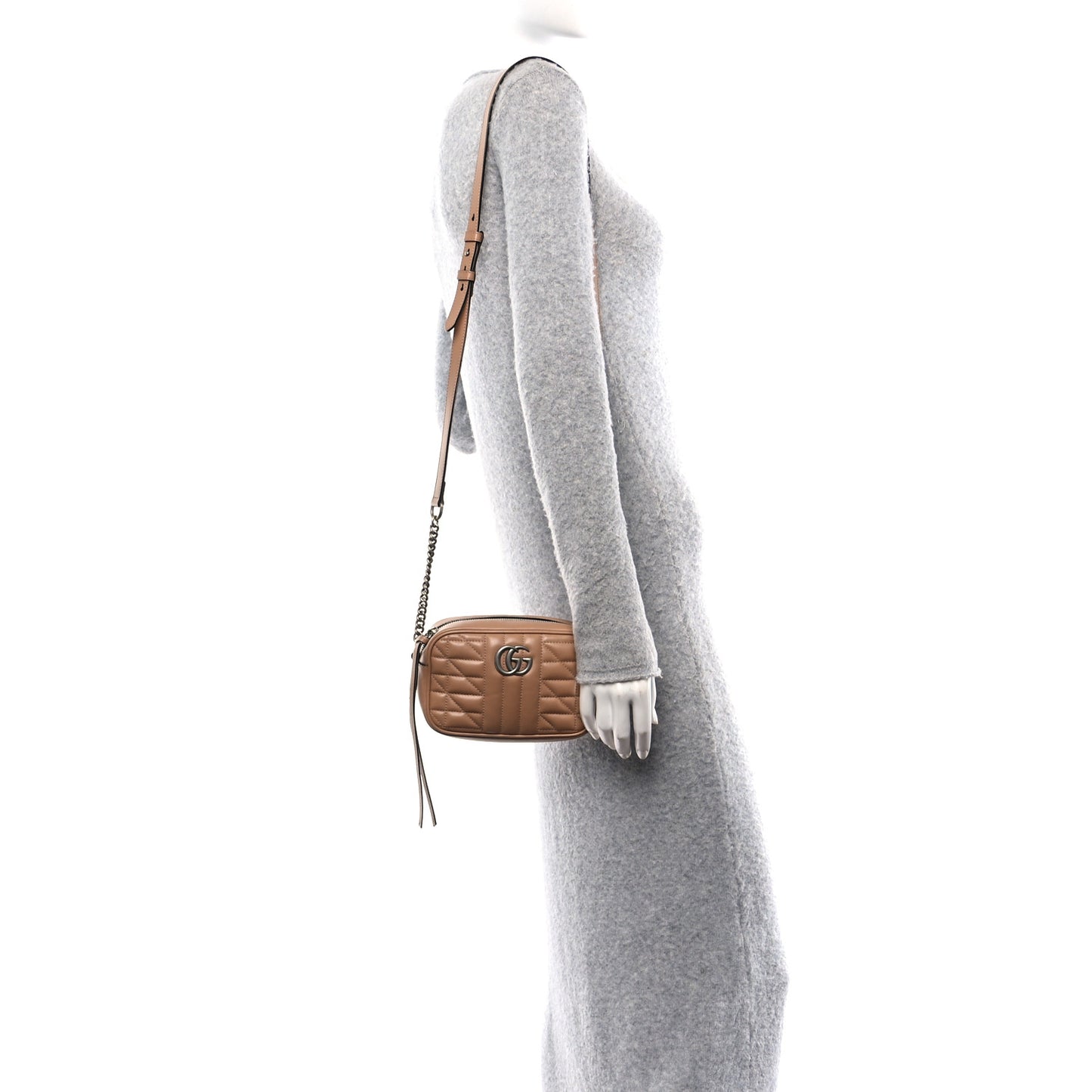 Calfskin Matelasse Aria Mini GG Marmont Chain Shoulder Bag Camelia