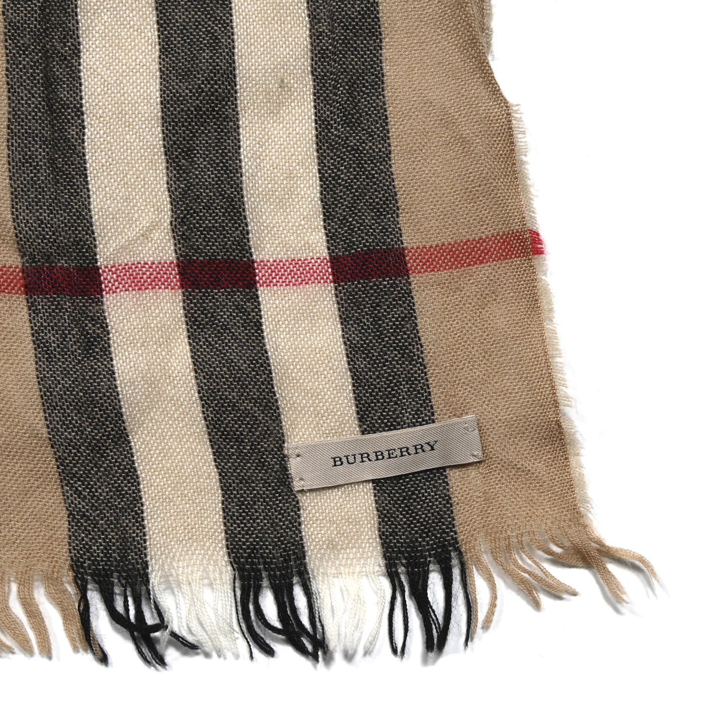Wool Silk Gauze Giant Check Lightweight Scarf Archive Beige