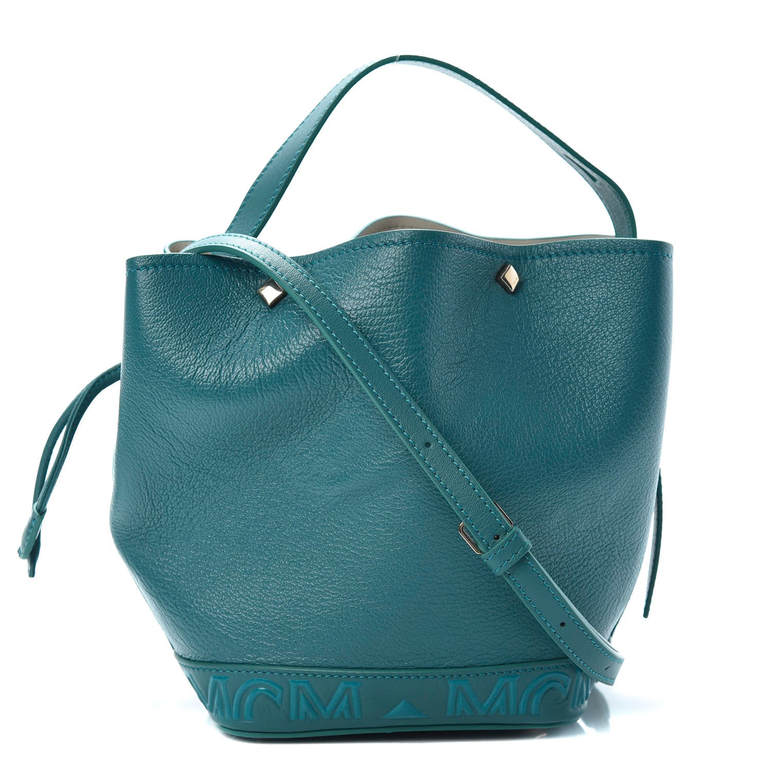 MCM Goatskin Milano Drawstring Mini Bag Deep Lagoon 1 of 11