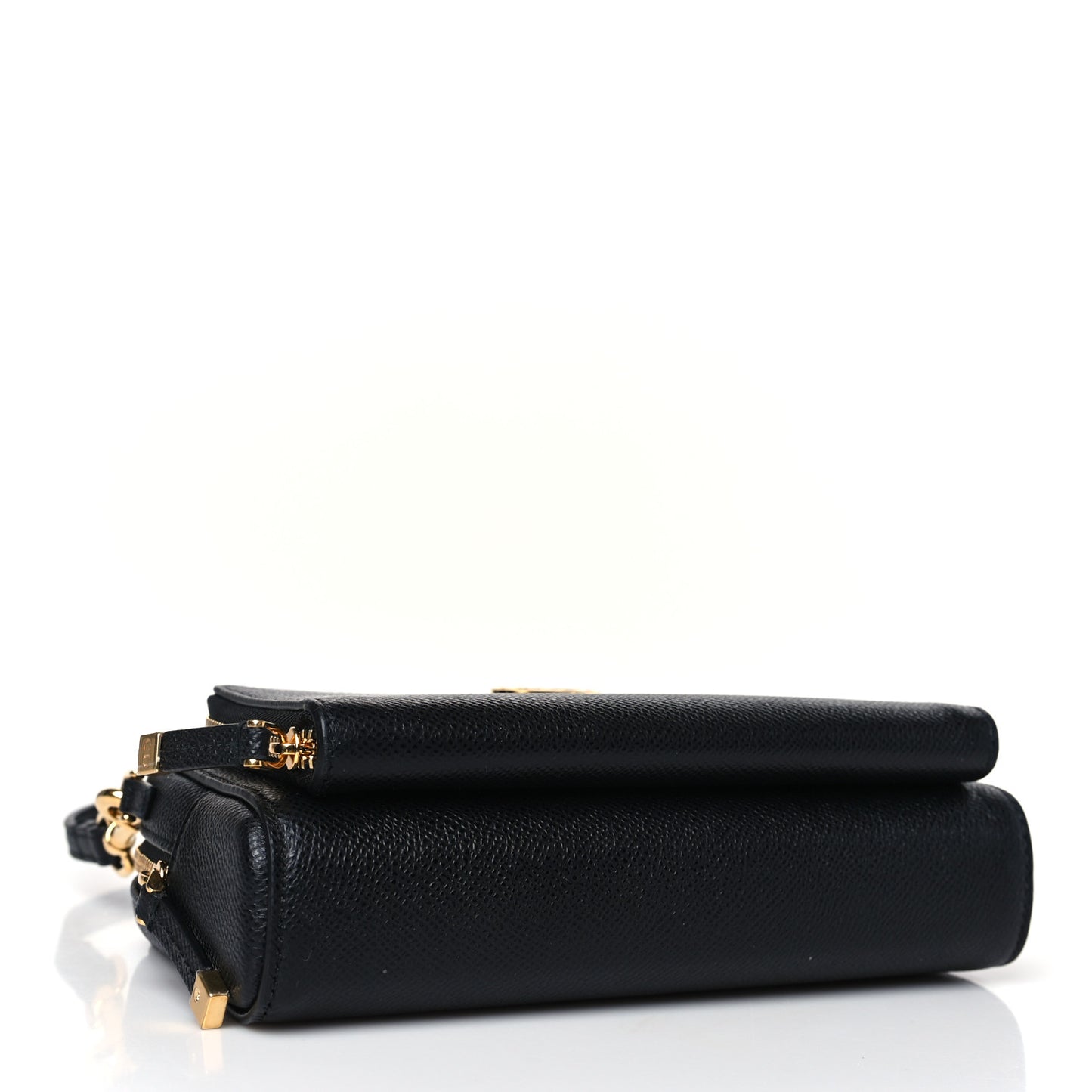 Grained Calfskin Caro Double Pouch Black