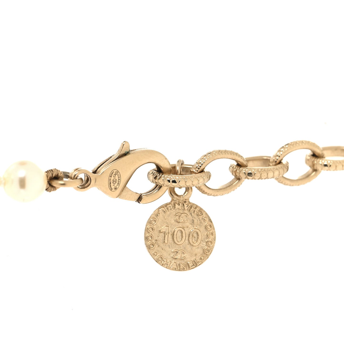 Pearl CC 100th Anniversary Necklace Light Gold