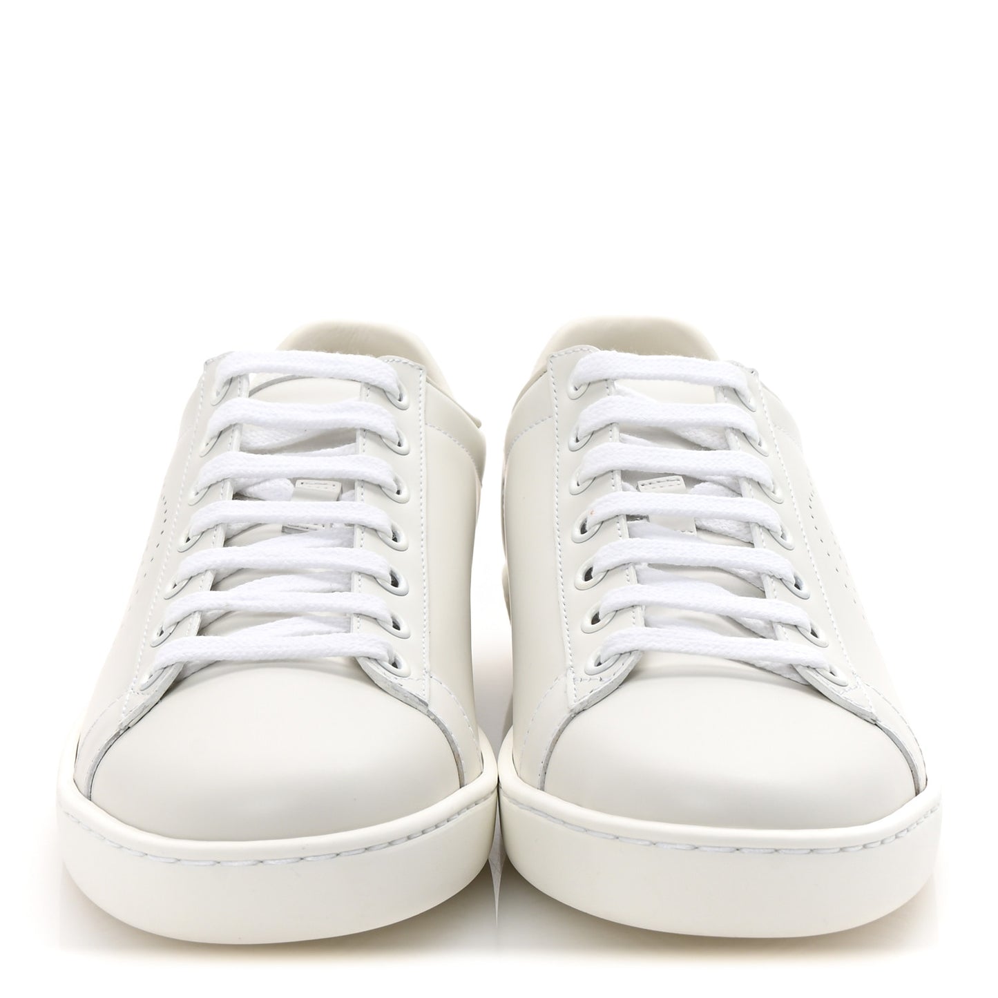 Calfskin Interlocking G Perforated Womens Ace Sneakers 37 White Grey Sky