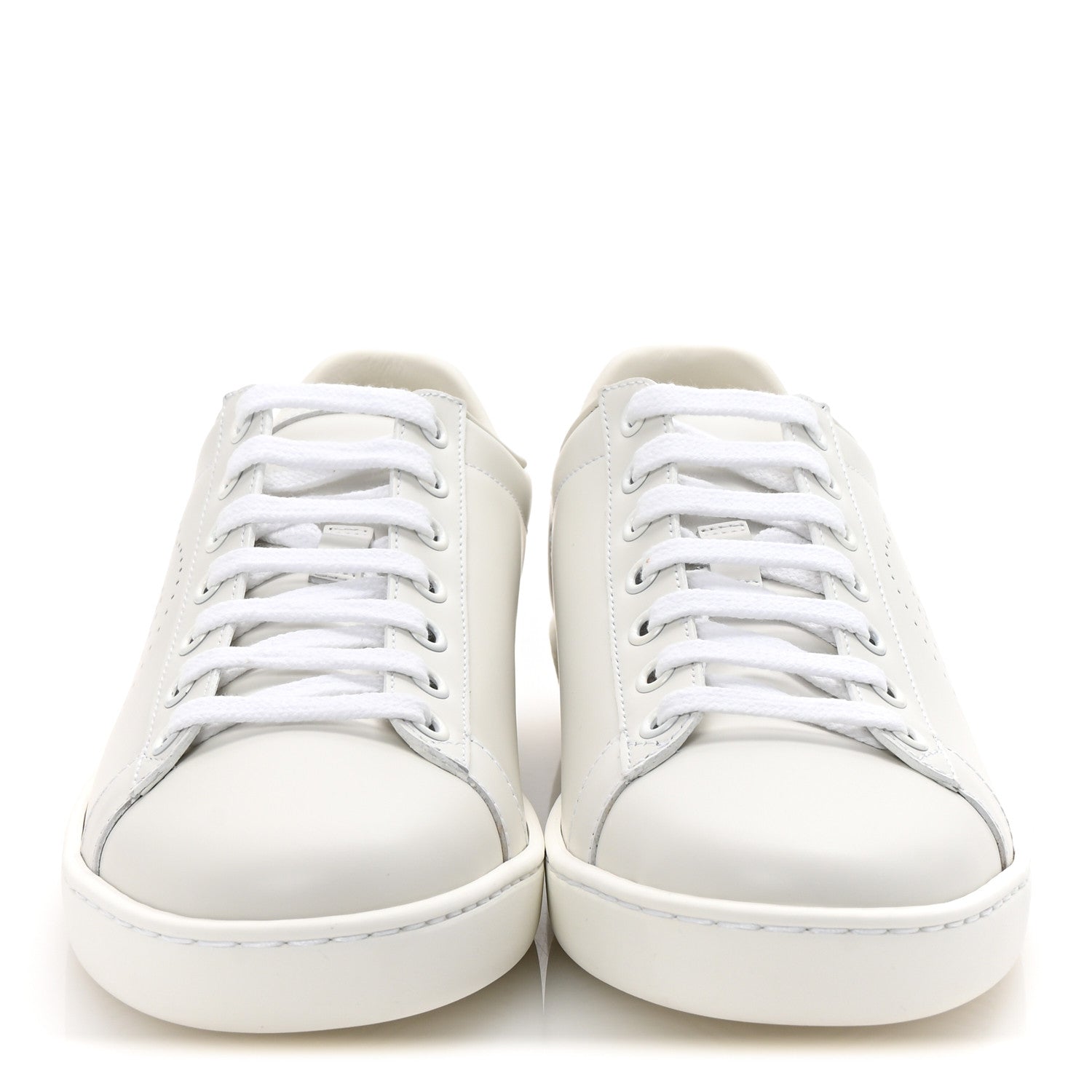 Gucci Calfskin Interlocking G Perforated Womens Ace Sneakers 37 White Grey Sky 3 of 10