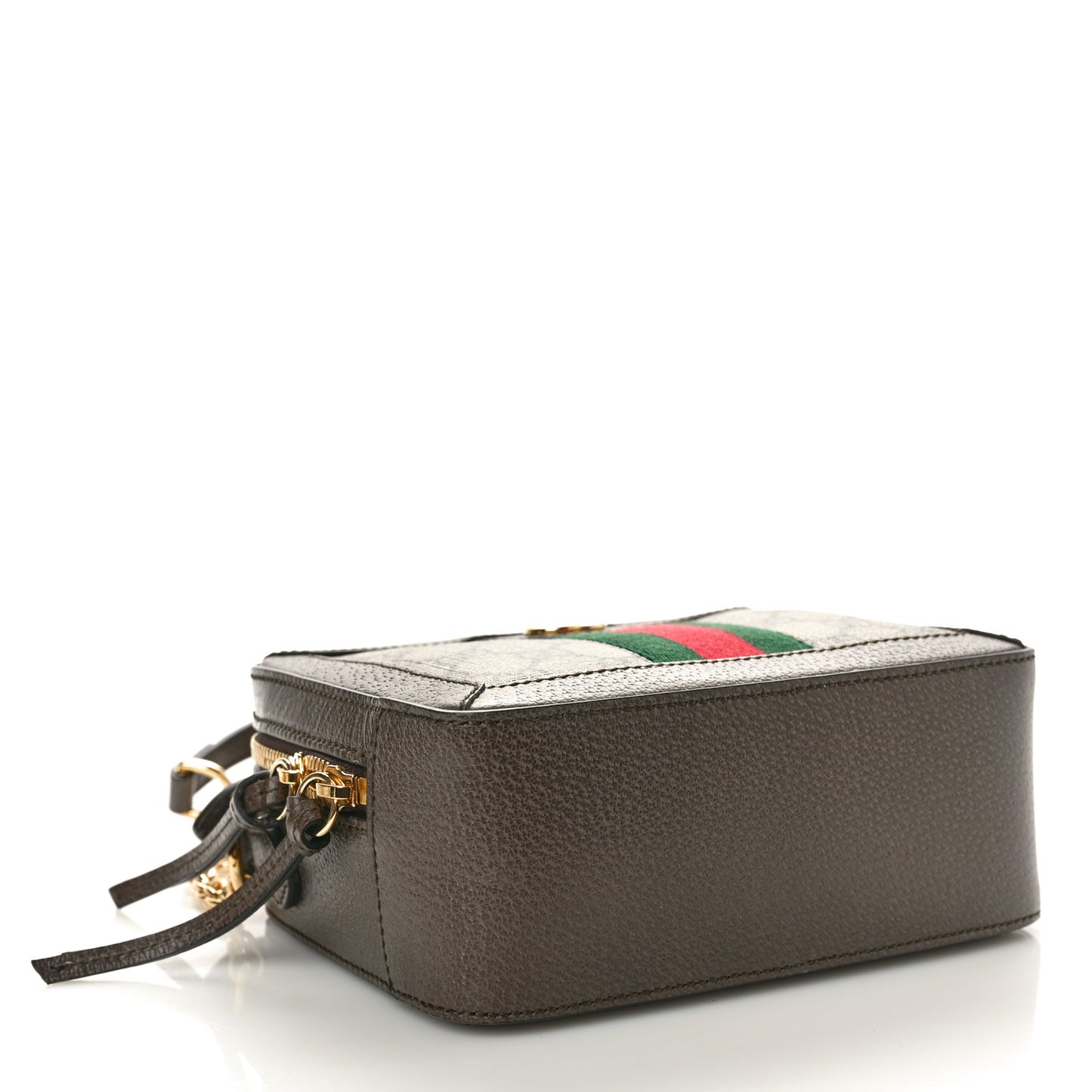 GG Supreme Monogram Mini Ophidia Top Handle Shoulder Bag Brown