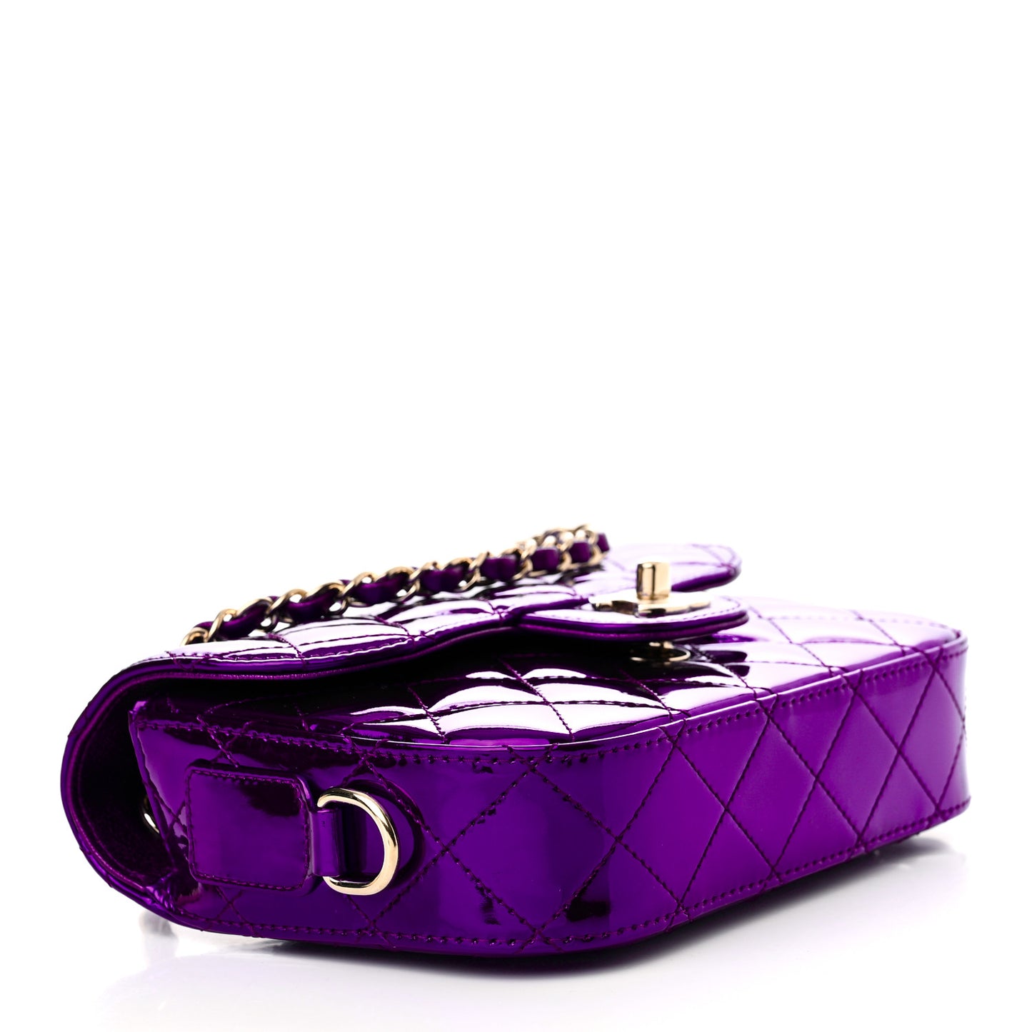 Mirror Calfskin Metallic Calfskin Quilted Hollywood Boulevard Mini Flap With Star Coin Purse Purple