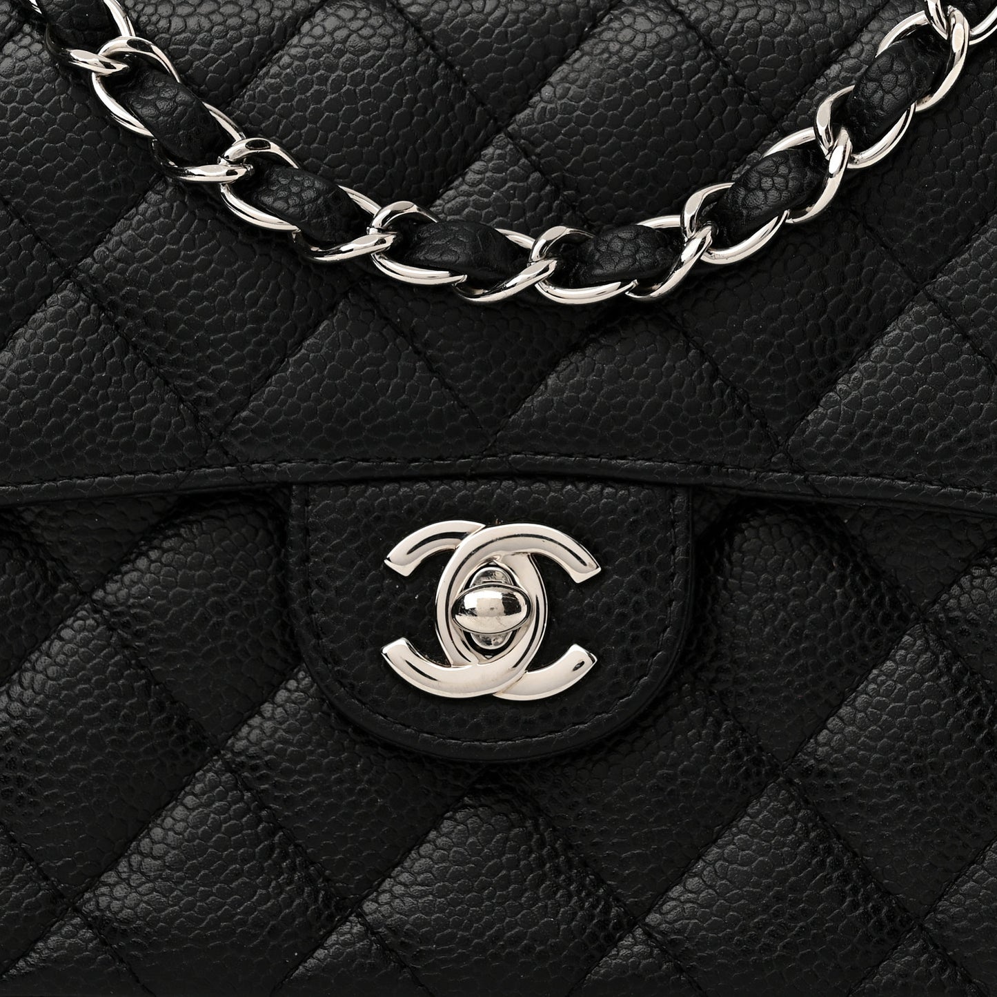 Caviar Quilted Mini Square Flap Black
