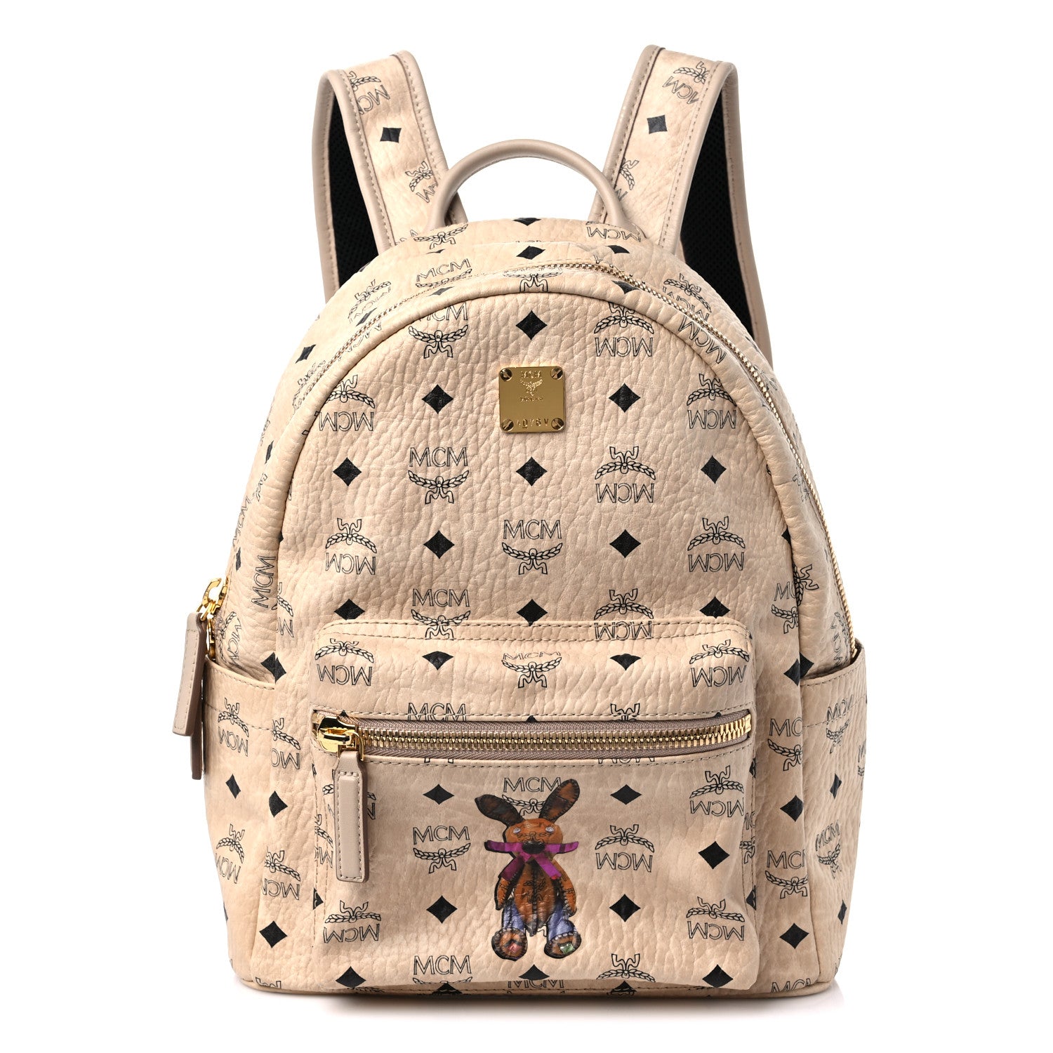 MCM Visetos Small Stark Rabbit Backpack Beige 1 of 11