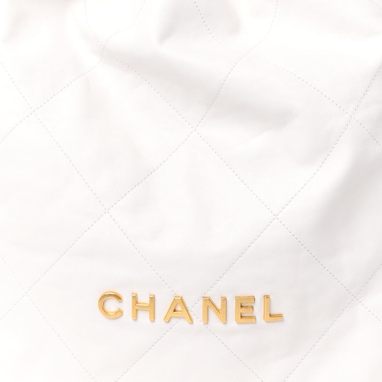 Shiny Calfskin Quilted Chanel 22 Backpack White