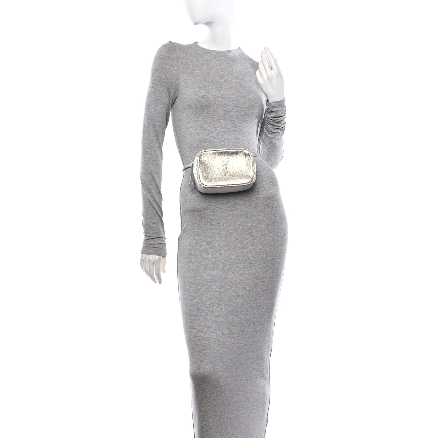 Metallic Lambskin Monogram Lou Belt Bag Argento