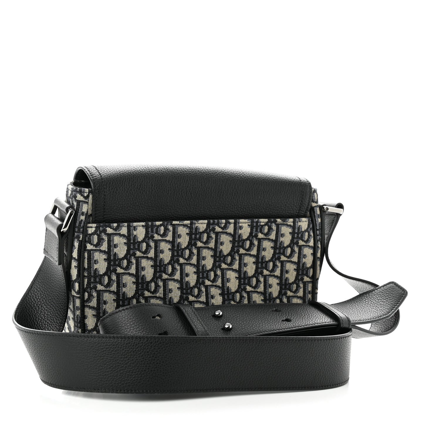 Grained Calfskin Oblique Saddle Messenger Black