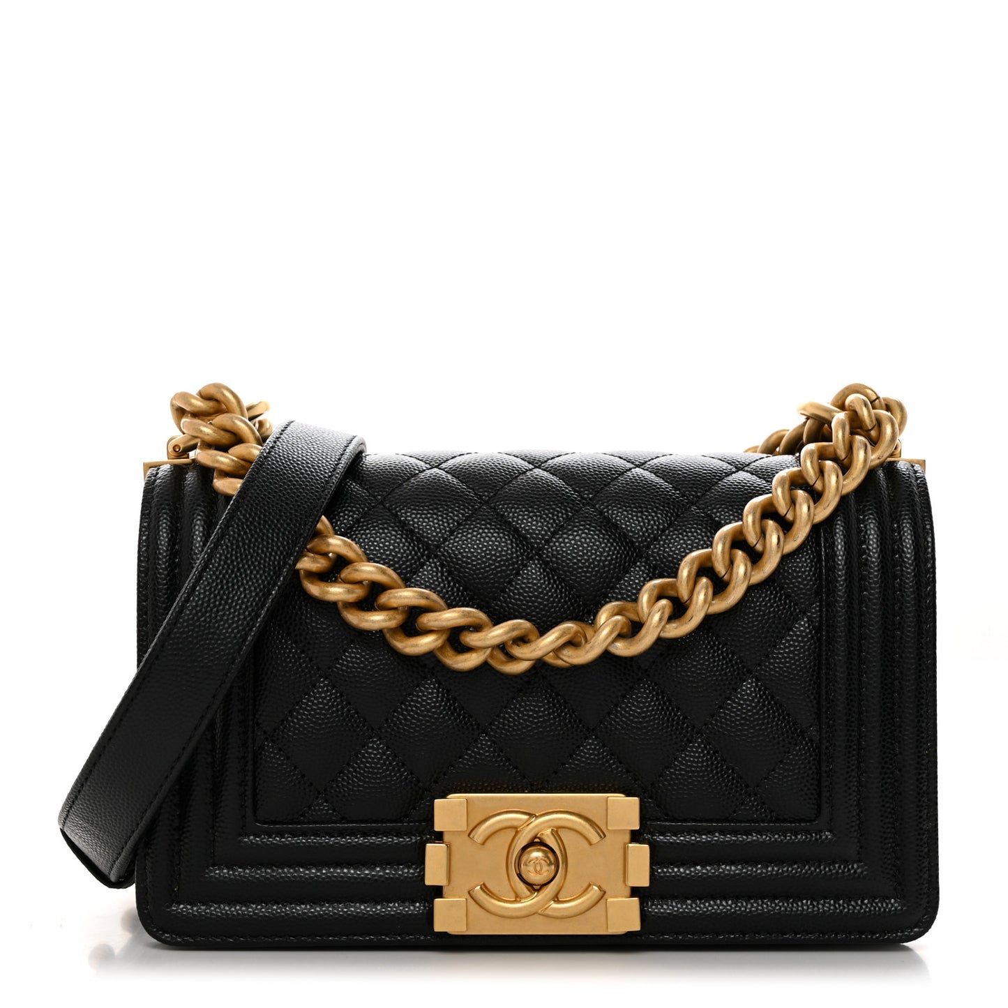 Caviar Quilted Small Boy Flap Black