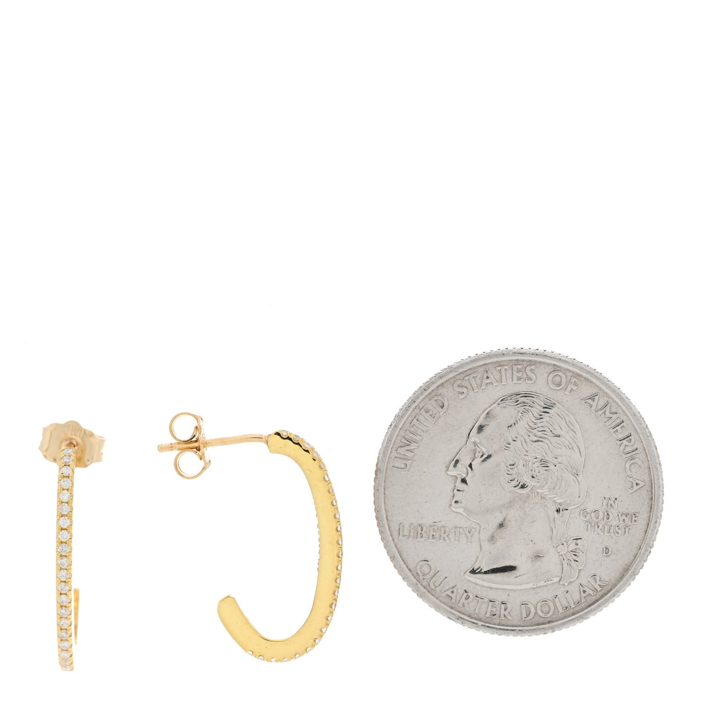 18K Yellow Gold Diamond Small Elongated Edith Hoop Earrings