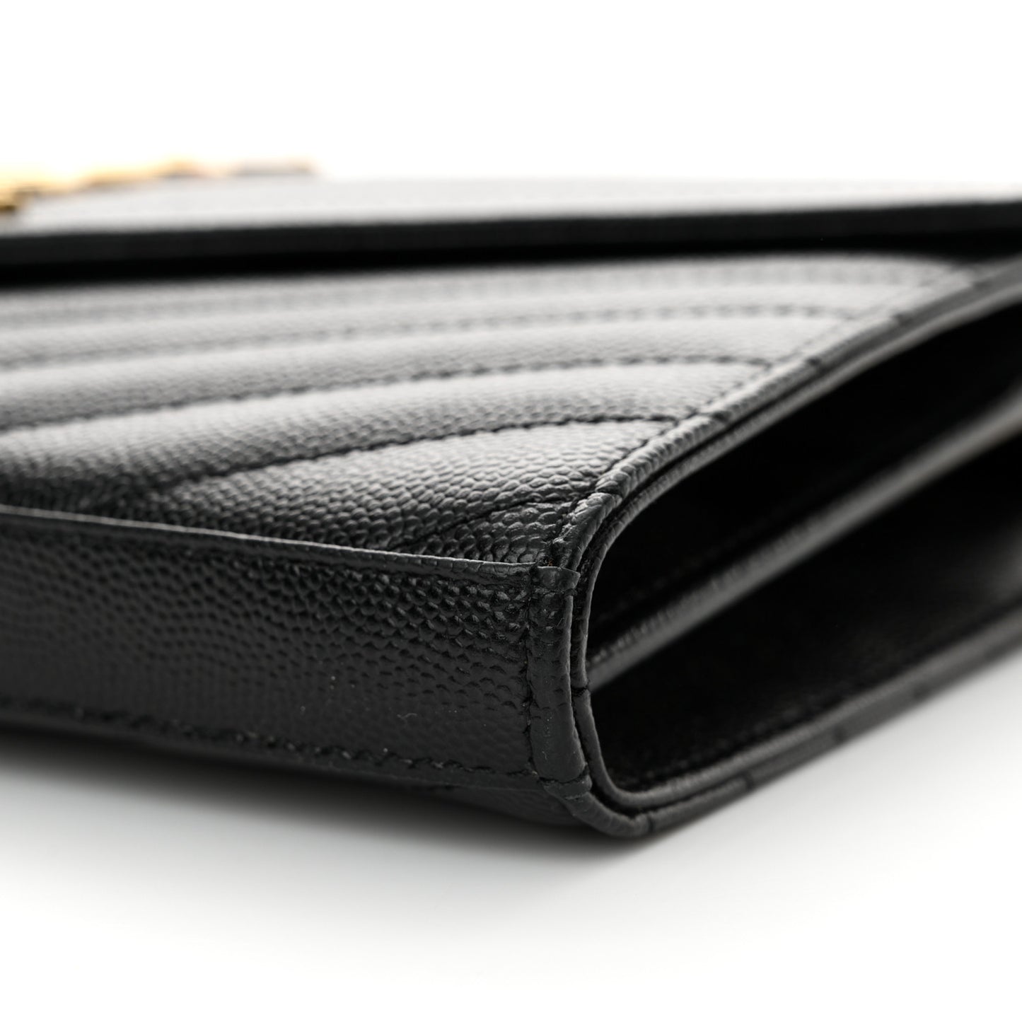 Grain De Poudre Matelasse Chevron Monogram Chain Wallet Black