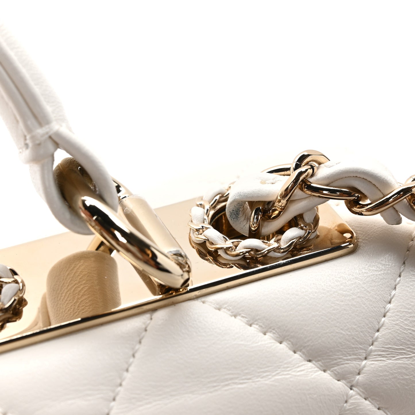 Lambskin Quilted Small Trendy Chain CC Flap Dual Handle Bag White