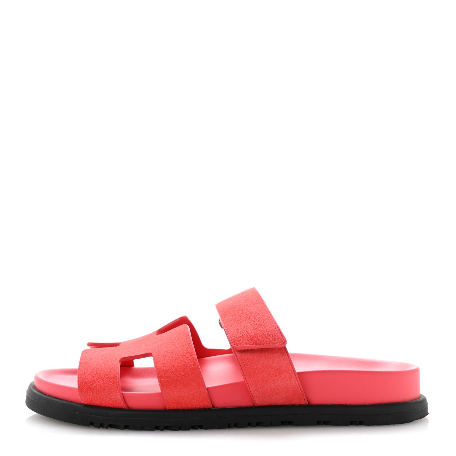 Hermes Suede Goatskin Womens Chypre Sandals 37 Rose Vermillon