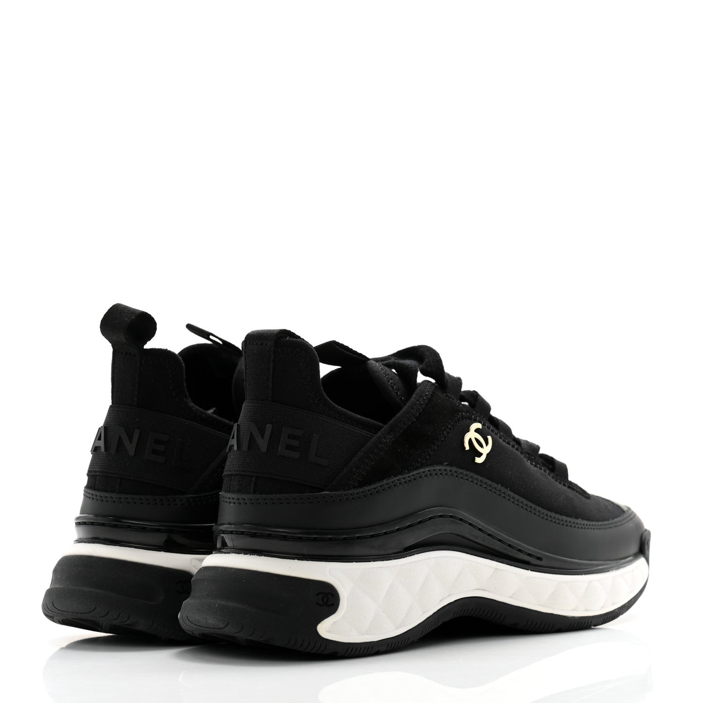Velvet Calfskin Mixed Fibers CC Sneakers 36 Black