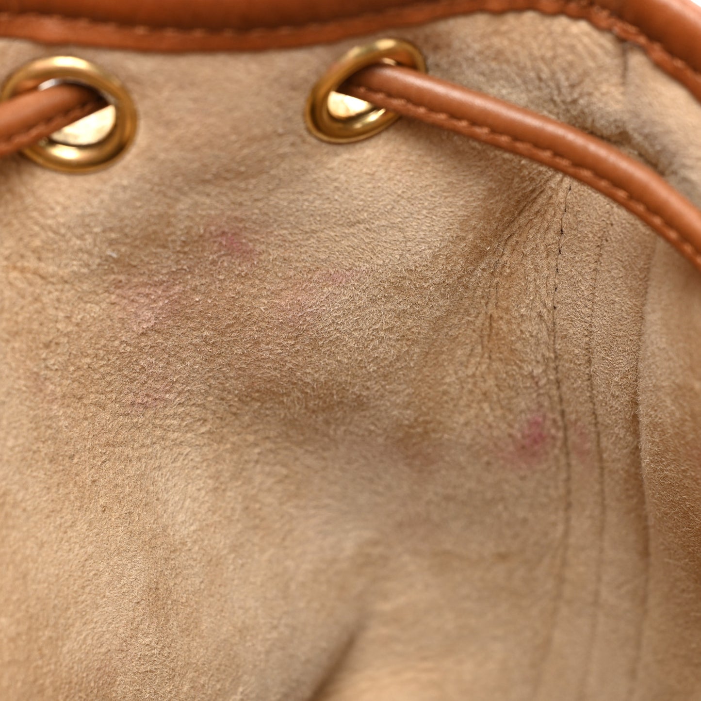 Shearling Calfskin Small Emmanuelle Bucket Bag Natural Beige