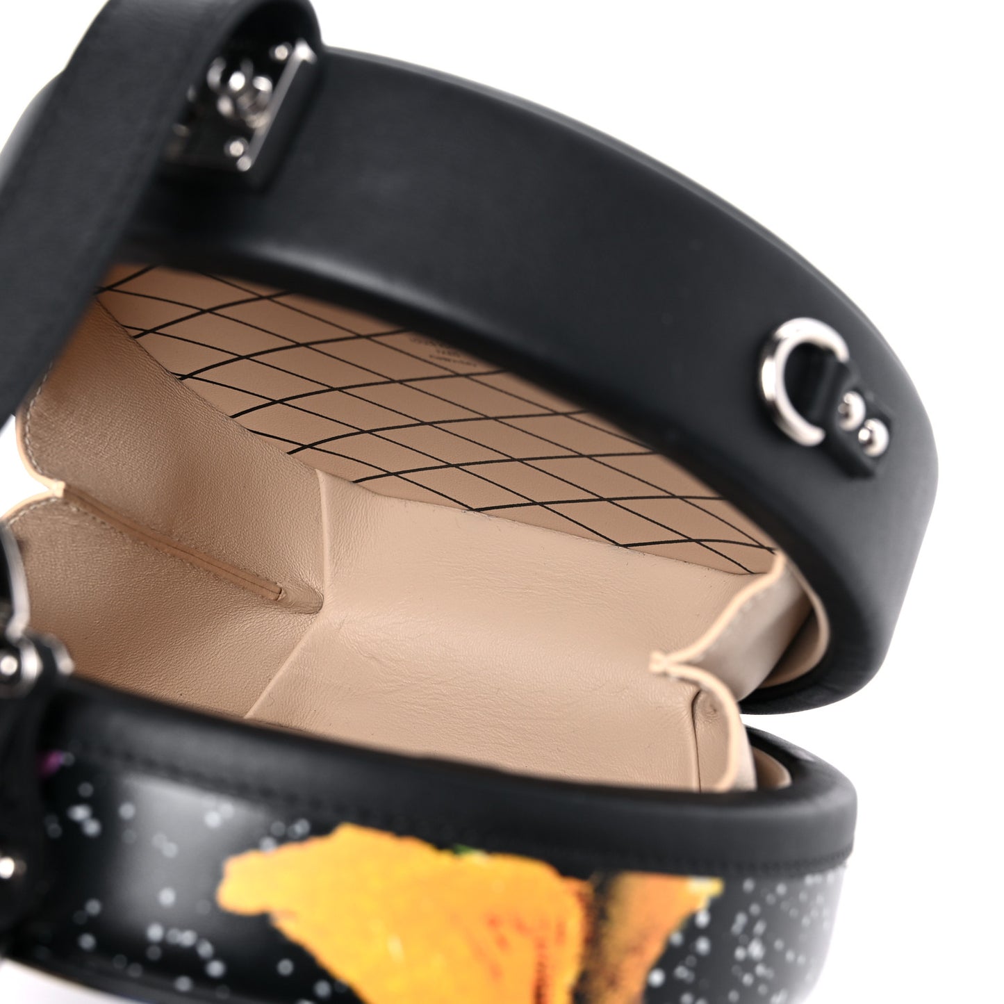 Calfskin Splash Print Petite Boite Chapeau Black