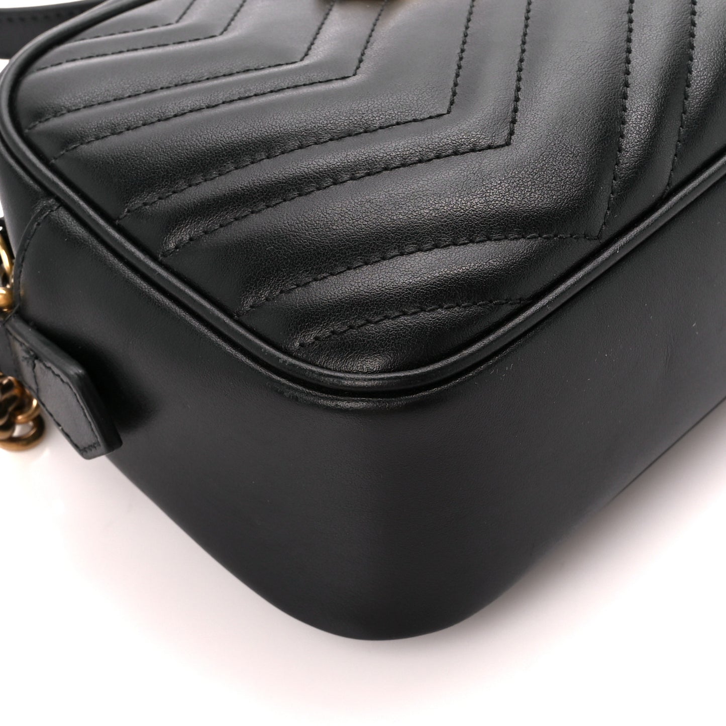 Calfskin Matelasse Small GG Marmont Chain Shoulder Bag Black