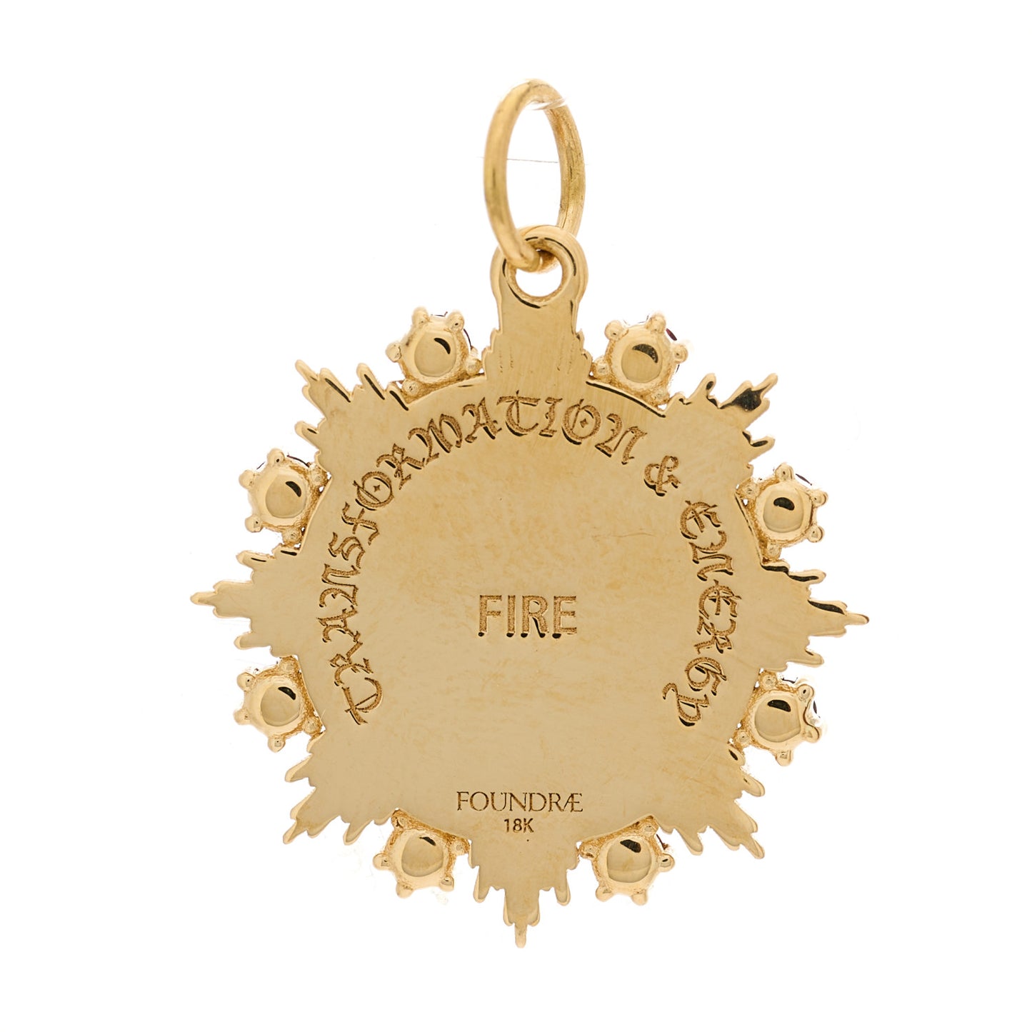 18K Yellow Gold Garnet Fire Astrology Medallion Pendant