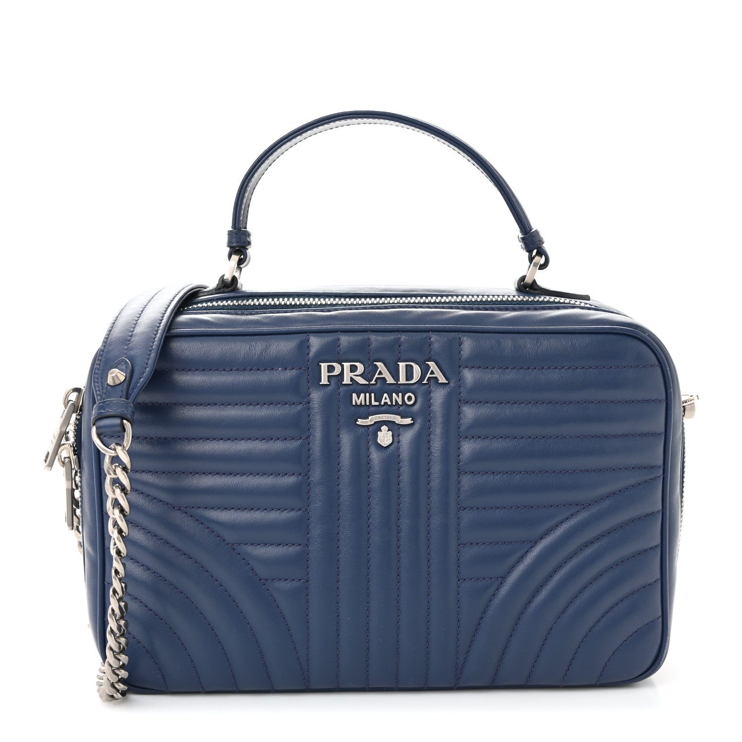 Prada Soft Calfskin Impunture Diagramme Camera Bag Bluette 1832700