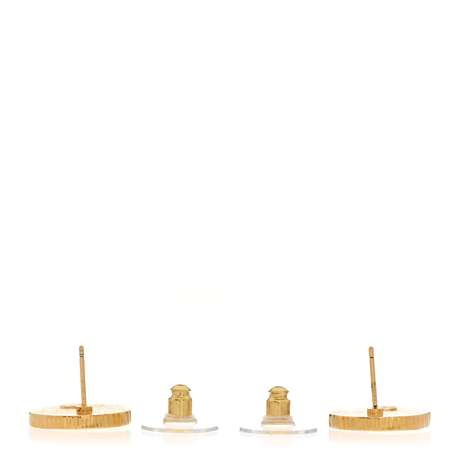 Chanel Metal Enamel CC Round Earrings Gold Pink Black 3 of 5