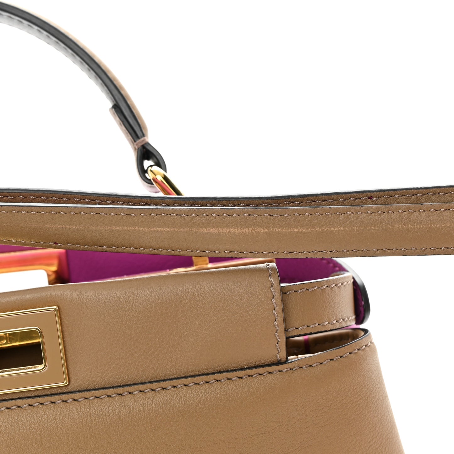 Vitello Seta Nappa Plexiglass Bi-Color Mini Peekaboo Iconic Satchel Bouganville Sand