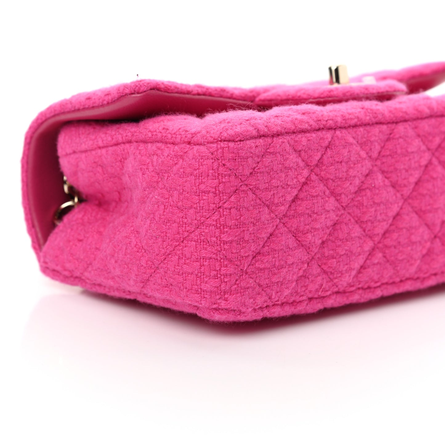 Cashmere Tweed Quilted Mini Rectangular Flap Fuchsia
