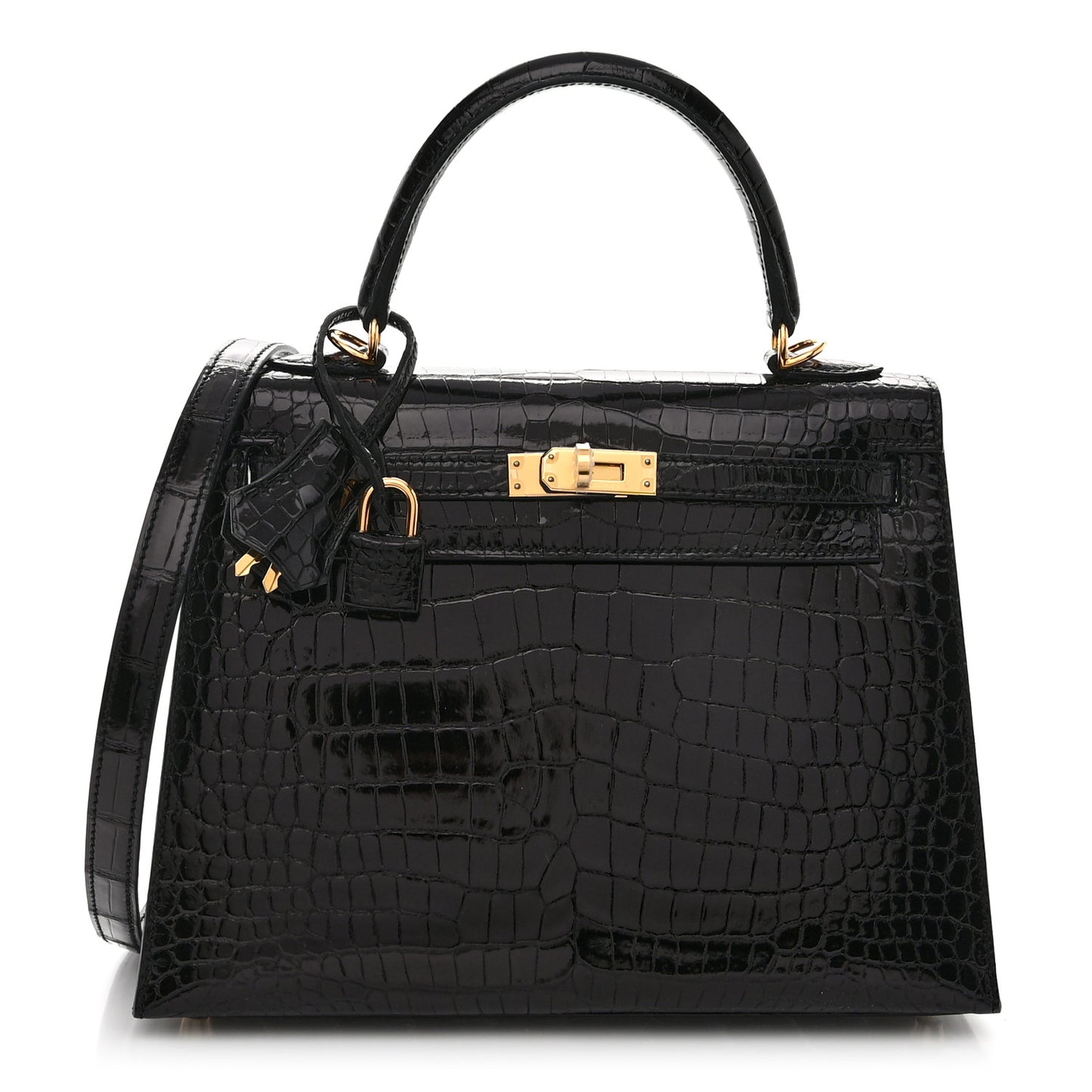 Shiny Porosus Crocodile Kelly Sellier 25 Black