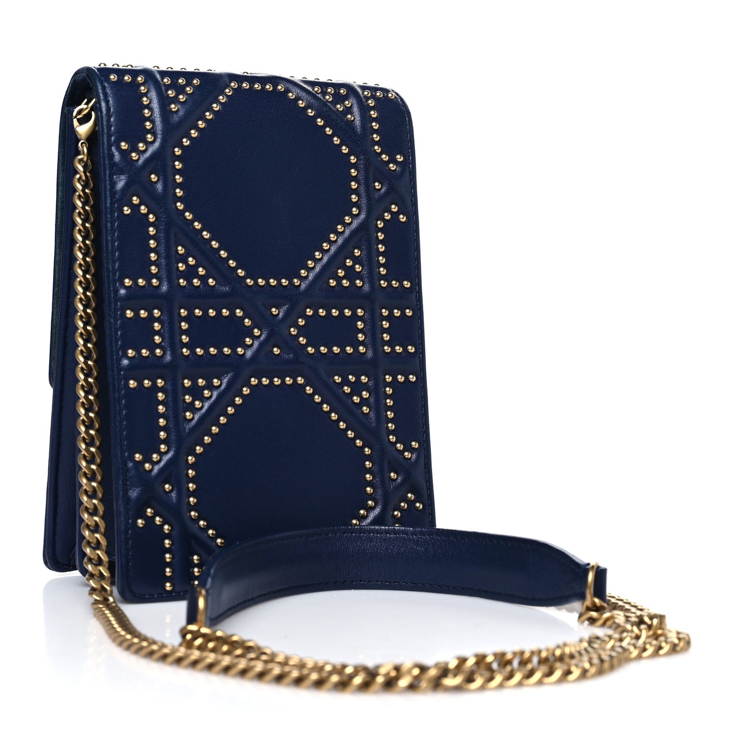 Lambskin Studded Vertical Diorama Indigo