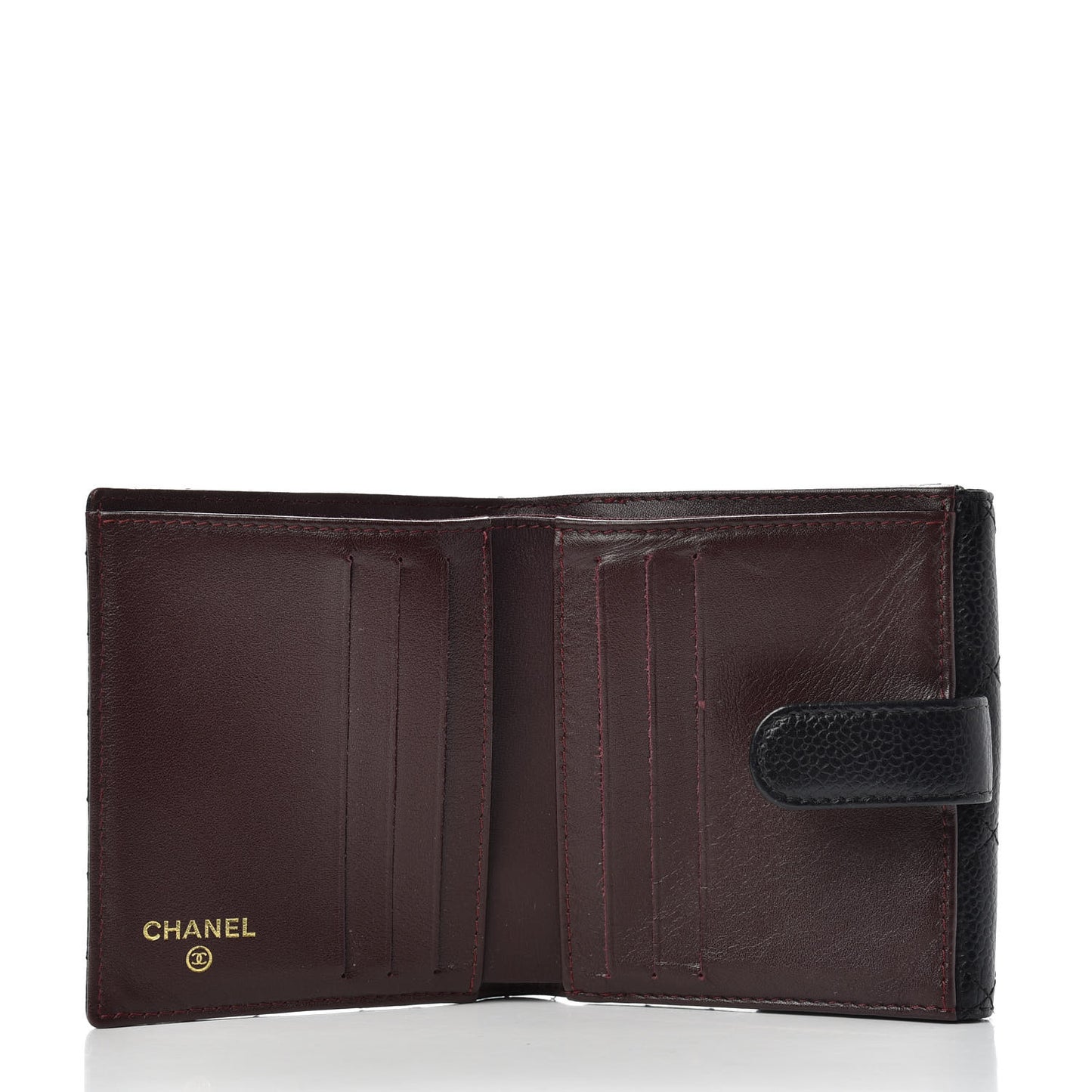 Caviar Quilted Compact French Flap Wallet Black