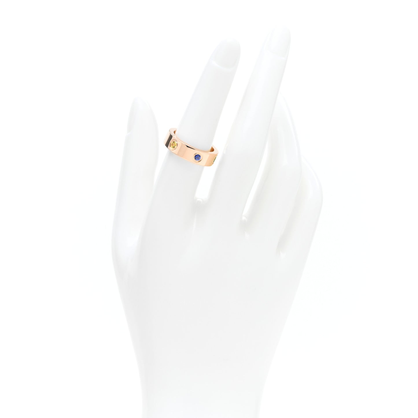 18K Pink Gold Sapphire Garnet Amethyst 5.5mm LOVE Ring 54 6.75