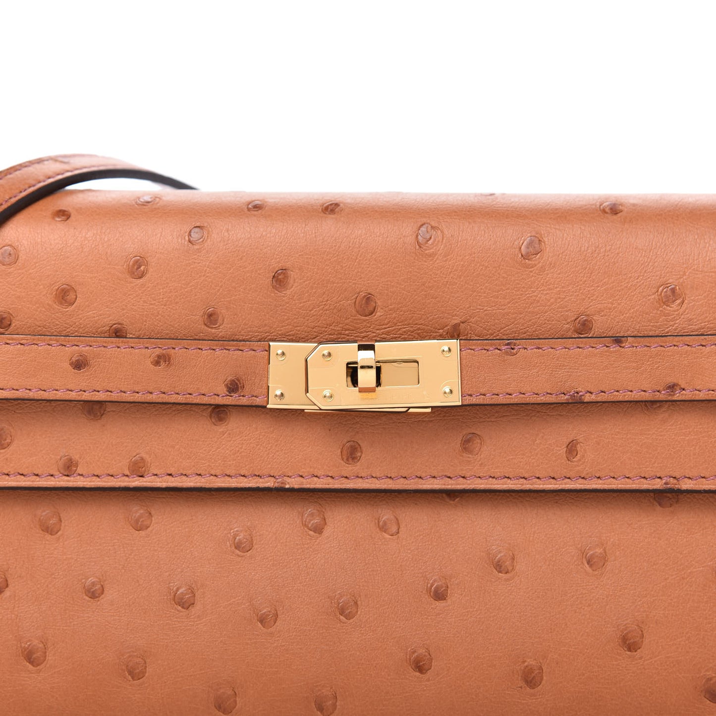 Ostrich Kelly Wallet To Go Gold